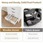 Commode à 5 tiroirs pour chambre à coucher, 41,3 po de haut, en bois, autoportante, grand rangement | Organiseur de placard vertical pour chambre à coucher et salon