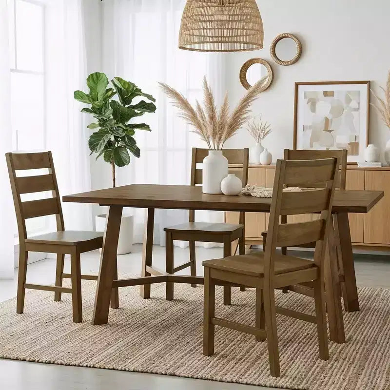 Galano Lot de 2 chaises de salle à manger en bois massif à dossier échelle 47 L 56 P 96,5 H cm