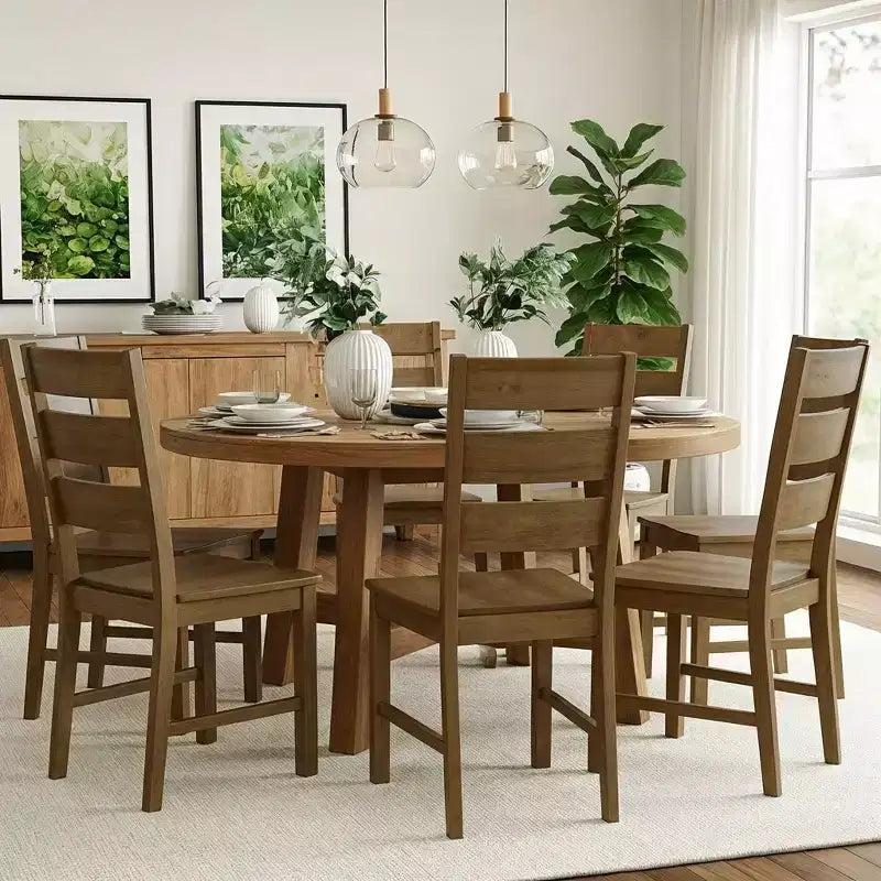 Galano Lot de 2 chaises de salle à manger en bois massif à dossier échelle 47 L 56 P 96,5 H cm