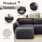 Canapé d'angle en U marron sans accoudoirs de 291 cm avec coussins décoratifs et 2 poufs, éponge haute densité 32D, pour salons