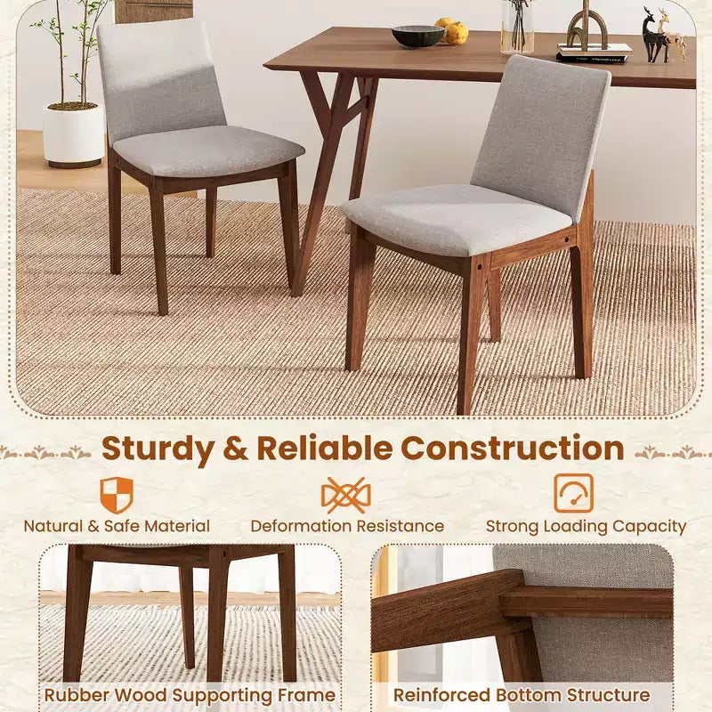 Costway Chaises de salle à manger en bois (lot de 2) avec coussins, dossier haut incurvé, pour salle à manger