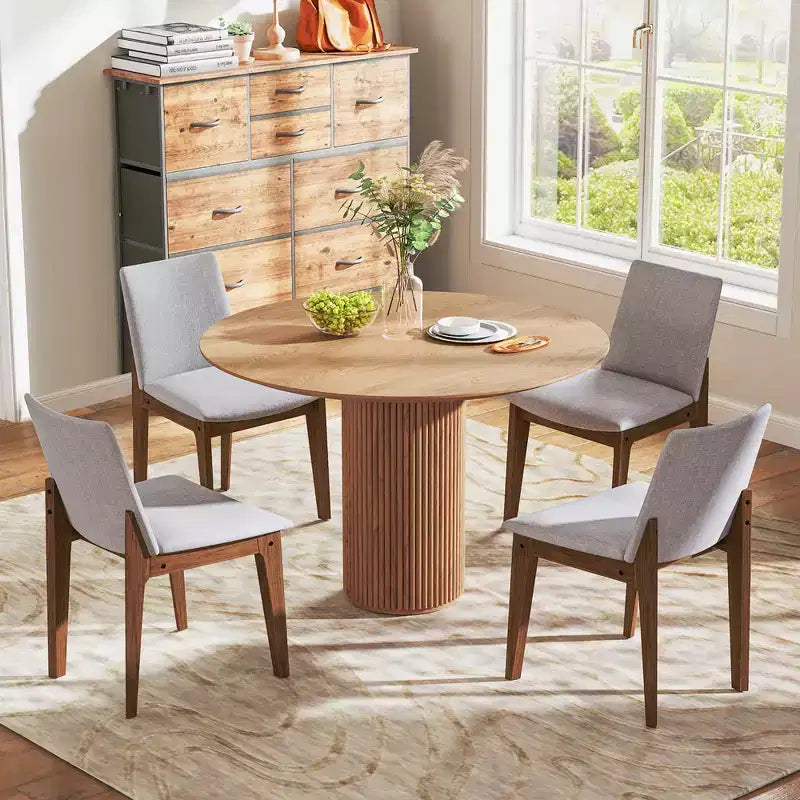 Costway Chaises de salle à manger en bois (lot de 2) avec coussins, dossier haut incurvé, pour salle à manger