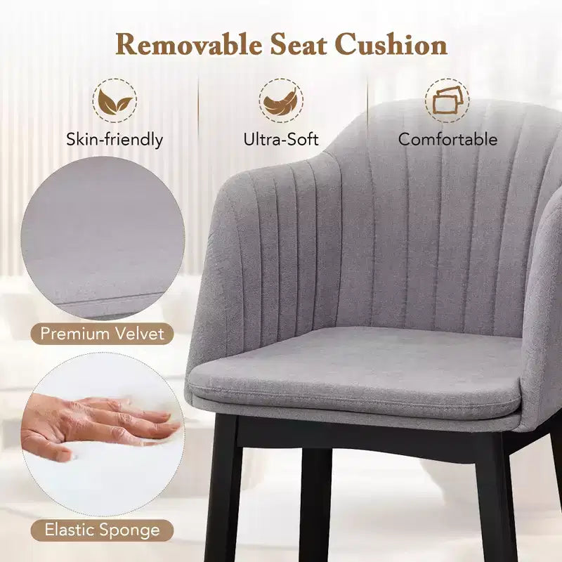 Lot de 2 chaises de salle à manger modernes Costway, chaises d'appoint rembourrées en velours avec dossiers incurvés