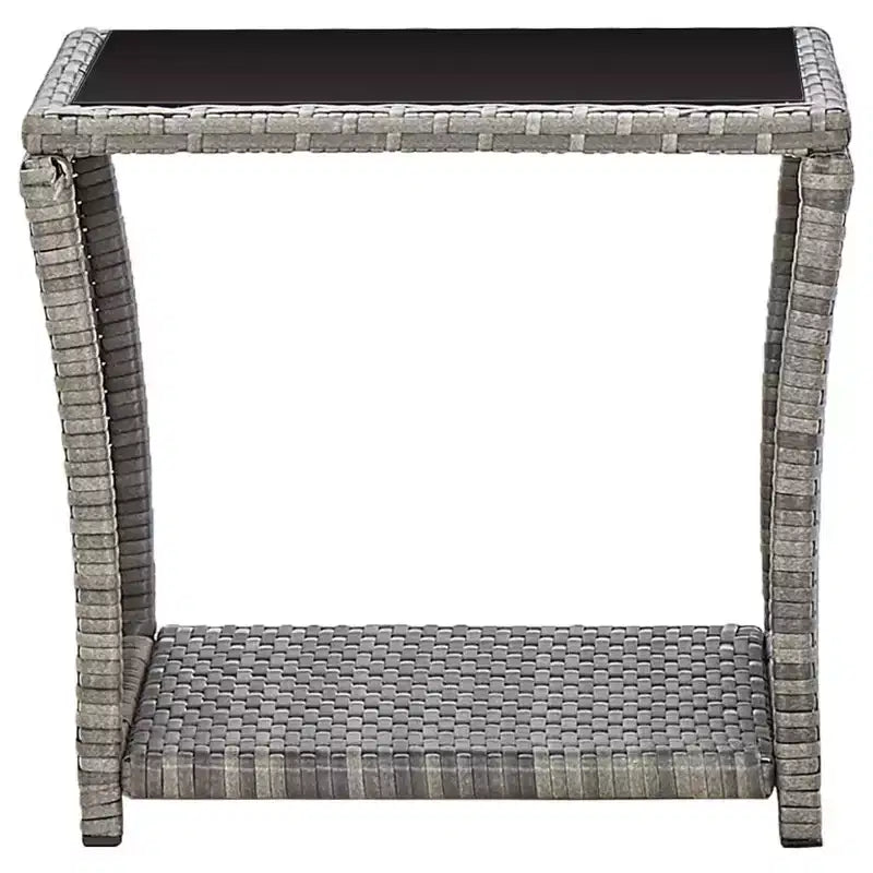 vidaXL Coffee Table Grey and Black Poly Rattan Compact Durable