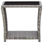 vidaXL Coffee Table Grey and Black Poly Rattan Compact Durable