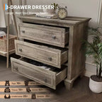 Commode à 3 tiroirs pour chambre à coucher, commode en bois noir pour chambre à coucher, petite commode rustique, table de chevet, armoire de rangement en bois