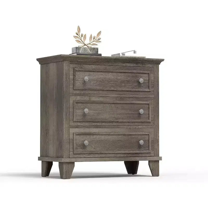 Commode à 3 tiroirs pour chambre à coucher, commode en bois noir pour chambre à coucher, petite commode rustique, table de chevet, armoire de rangement en bois
