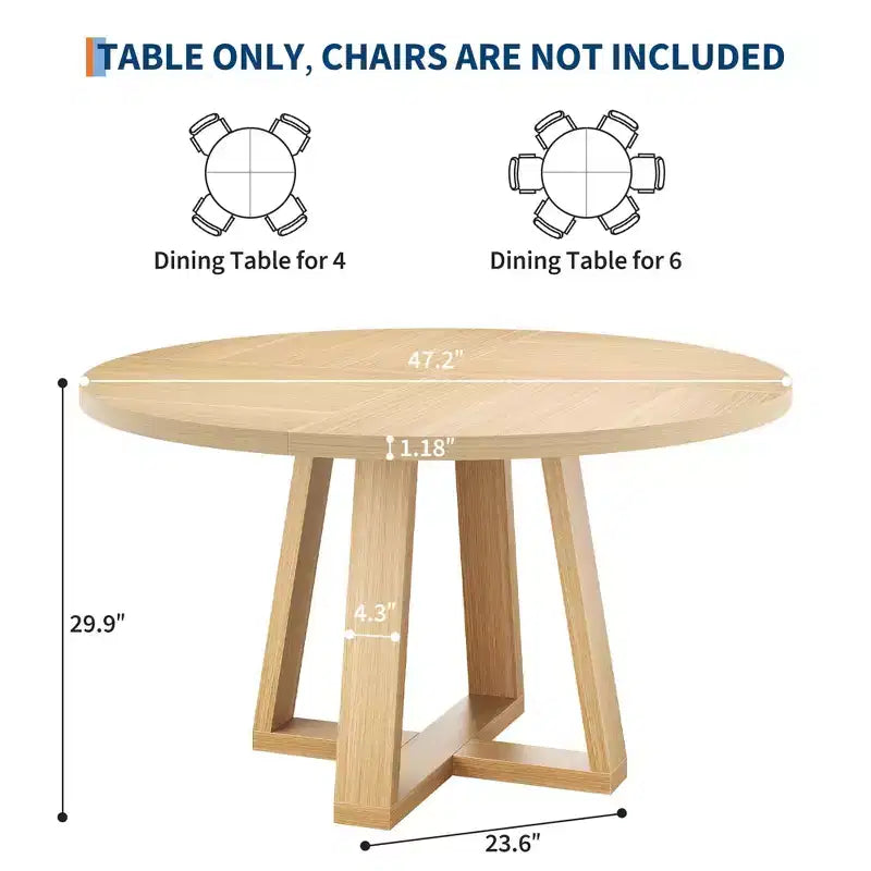 Table à manger, Table de cuisine, Table à manger ronde pour cuisine, Table ronde de 120 cm pour salle à manger