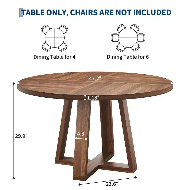 Table à manger, Table de cuisine, Table à manger ronde pour cuisine, Table ronde de 120 cm pour salle à manger