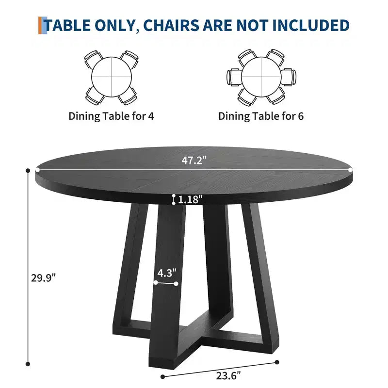 Table à manger, Table de cuisine, Table à manger ronde pour cuisine, Table ronde de 120 cm pour salle à manger