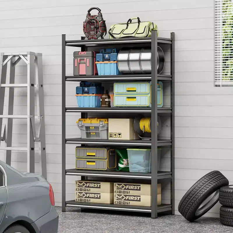 Étagère de rangement polyvalente en métal à 6 niveaux Clihome, Étagère de rangement sans vis avec conception à trou de calebasse