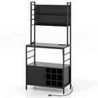 Meuble de rangement de cuisine Costway 67 avec prises électriques, meuble de bar à café avec crochets en S