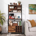 Meuble de rangement de cuisine Costway 67 avec prises électriques, meuble de bar à café avec crochets en S