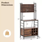 Meuble de rangement de cuisine Costway 67 avec prises électriques, meuble de bar à café avec crochets en S