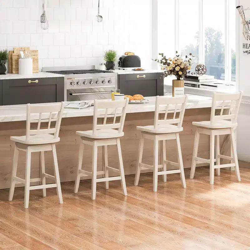 Costway 4PCS 24.5 Inch Counter Height Bar Chairs Swivel Bar Stools w/ Hollow Backrest
