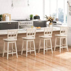 Costway 4PCS 24.5 Inch Counter Height Bar Chairs Swivel Bar Stools w/ Hollow Backrest