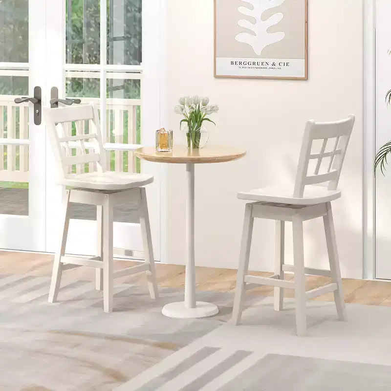 Costway 4PCS 24.5 Inch Counter Height Bar Chairs Swivel Bar Stools w/ Hollow Backrest