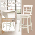 Costway 4PCS 24.5 Inch Counter Height Bar Chairs Swivel Bar Stools w/ Hollow Backrest