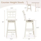 Costway 4PCS 24.5 Inch Counter Height Bar Chairs Swivel Bar Stools w/ Hollow Backrest
