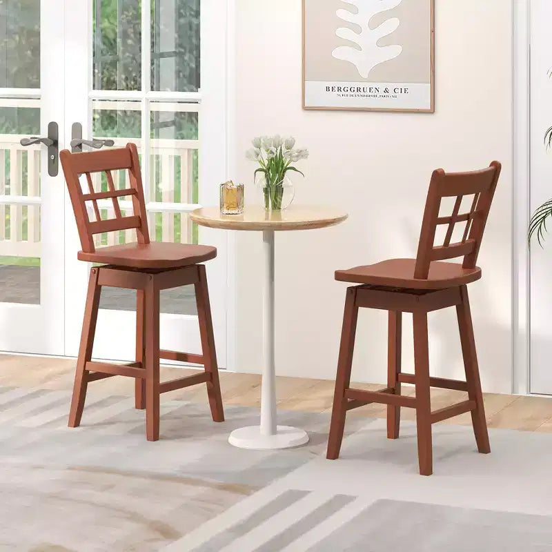 Costway 4PCS 24.5 Inch Counter Height Bar Chairs Swivel Bar Stools w/ Hollow Backrest