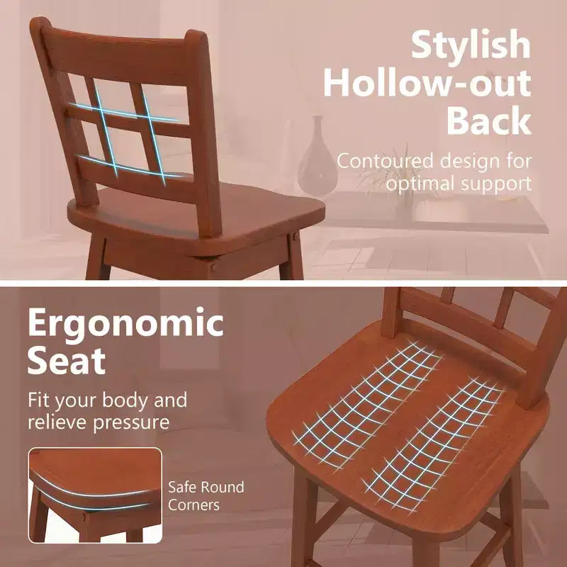 Costway 4PCS 24.5 Inch Counter Height Bar Chairs Swivel Bar Stools w/ Hollow Backrest