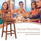 Costway 4PCS 24.5 Inch Counter Height Bar Chairs Swivel Bar Stools w/ Hollow Backrest
