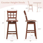 Costway 4PCS 24.5 Inch Counter Height Bar Chairs Swivel Bar Stools w/ Hollow Backrest