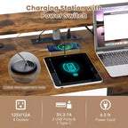 Bureau de jeu en L Costway avec lumières LED, prises électriques, support d'écran et pochette en tissu