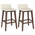 Costway 29 Upholstered Barstools w/ Low Back Footrest & Wood Legs for Kitchen Island