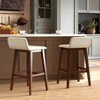 Tabourets de bar Costway 29" rembourrés avec dossier bas, repose-pieds et pieds en bois pour îlot de cuisine
