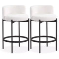 Costway Boucle Counter Stools Set of 2 w/Curved Backrest Metal Frame Comfy Footrest