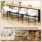 Lot de 2 tabourets de bar Costway en tissu bouclette avec dossier incurvé, structure en métal et repose-pieds confortable