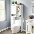 Meuble de Rangement WC Costway Économiseur d'Espace Salle de Bain avec Porte Coulissante