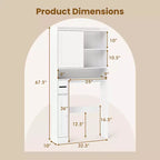 Meuble de Rangement WC Costway Économiseur d'Espace Salle de Bain avec Porte Coulissante