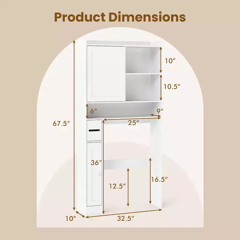 Meuble de Rangement WC Costway Économiseur d'Espace Salle de Bain avec Porte Coulissante