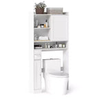 Meuble de Rangement WC Costway Économiseur d'Espace Salle de Bain avec Porte Coulissante