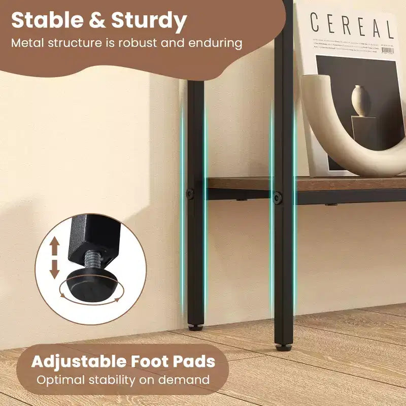 Costway 44 Narrow Entryway Table Console Table w/ Shelf & Dual Anti-Tipping Kits Brown & Black