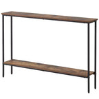 Costway 44 Narrow Entryway Table Console Table w/ Shelf & Dual Anti-Tipping Kits Brown & Black