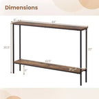 Costway 44 Narrow Entryway Table Console Table w/ Shelf & Dual Anti-Tipping Kits Brown & Black