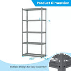 Costway Étagères de garage à 5 niveaux, étagère de rangement robuste en métal, unité de rangement utilitaire réglable pour entrepôt et sous-sol