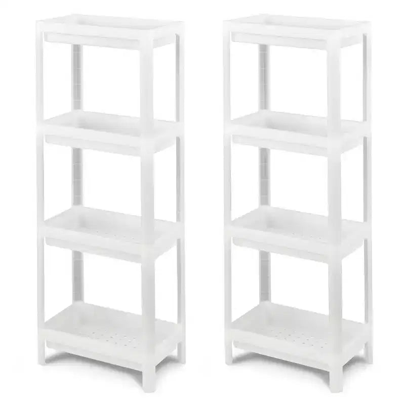 Costway 2PCS 4 Tier Slim Storage Cart Detachable Kitchen Organizer Utility Cart