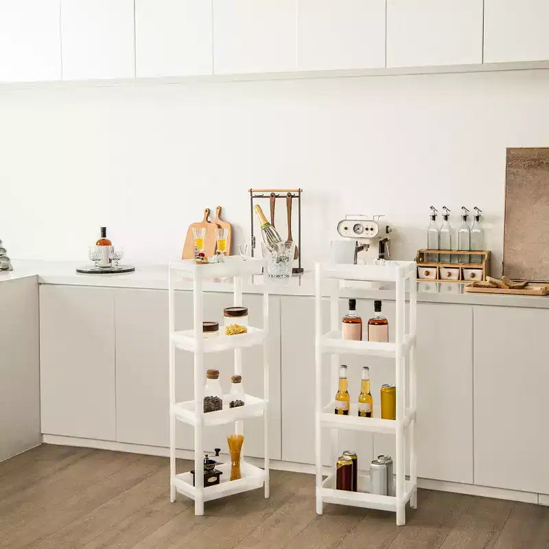 Costway 2PCS 4 Tier Slim Storage Cart Detachable Kitchen Organizer Utility Cart