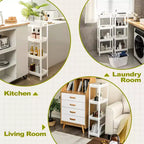 Costway 2PCS 4 Tier Slim Storage Cart Detachable Kitchen Organizer Utility Cart