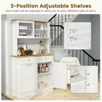 Costway Double Tilt Out Trash Cabinet w/ Hutch Kitchen Pantry Storage Cabinet White