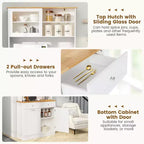 Costway Double Tilt Out Trash Cabinet w/ Hutch Kitchen Pantry Storage Cabinet White