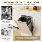 Costway Double Tilt Out Trash Cabinet w/ Hutch Kitchen Pantry Storage Cabinet White
