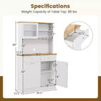 Costway Double Tilt Out Trash Cabinet w/ Hutch Kitchen Pantry Storage Cabinet White