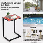 Table d'appoint latérale en C Costway avec plateau en céramique pour patio, salon, balcon