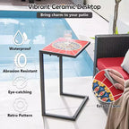 Table d'appoint latérale en C Costway avec plateau en céramique pour patio, salon, balcon
