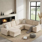 Modular Sectional Sofa, U/L-Shaped Couch w/ Removable Cover, Modern Convertible Deep Seat Sofa, Comfy Cloud Sleeper Sofa Couch for Living Room&Office
